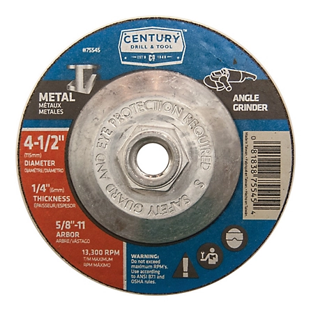 Century Drill & Tool Grinding Wheel Type 27 4-1/2 x 1/4 x 5/8