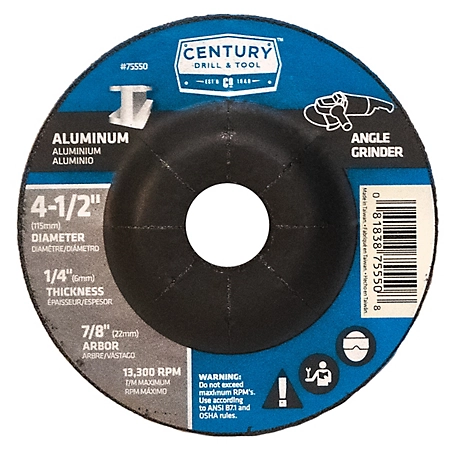 Century Drill & Tool Grinding Wheel Type27 Alum 4-1/2 x 1/4