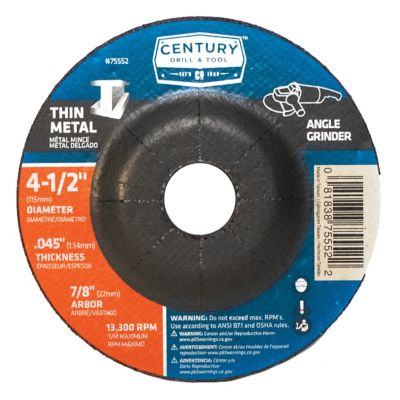 Century Drill & Tool Grinding Wheel, 27A (Thin Metal Cutting), 4.5 x .045