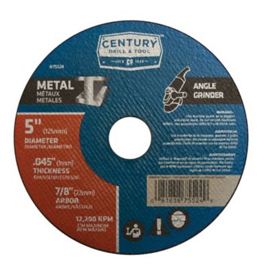 Century Drill & Tool 5 in. x 0.045 in. x 7/8 in. Type 1A Thin Masonry Cutting Wheel