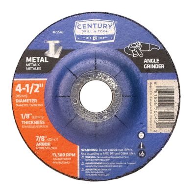 Century Drill & Tool Grinding Wheel, Type 27, 4-1/2 x 1/8 x 7/8 in.