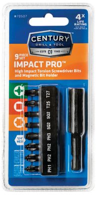 Century Drill & Tool Screwdriving Bit Set 9Pc Impact Pro