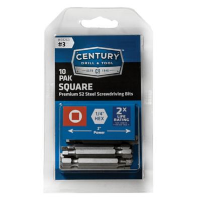 Century Drill & Tool 3 in. x 2 in. Square Screwdriver Bits, 10 pc.