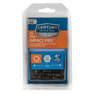 Century Drill & Tool 2 in. x 1 in. Square Screwdriver Bits, 25 pc., Clam