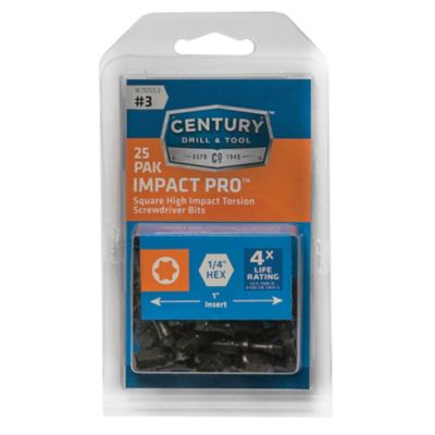 Century Drill & Tool 25 pc. Square Screwdriver Bits, 3 x 1 in., Impact, 70553