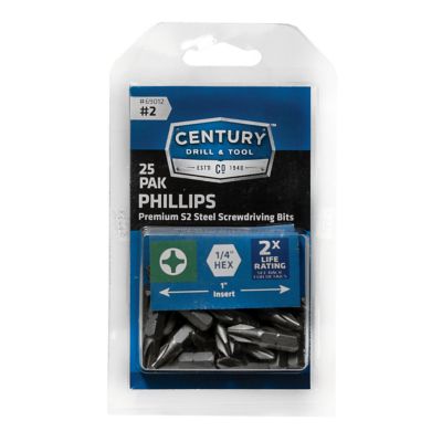 Century Drill & Tool Phillips Screwdriving Bit 2 X 1 25Pak