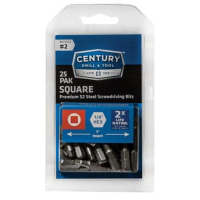 Century Drill & Tool 25 pc. Square Screwdriver Bits, 2 x 1 in.