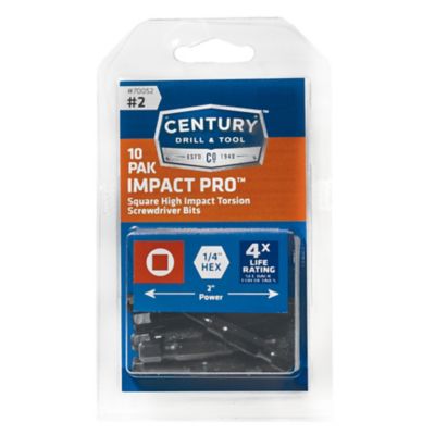 Century Drill & Tool 2 in. x 2 in. Square Screwdriver Bits, 10 pc., Clam