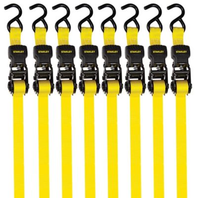 Stanley 1 in. x 10 ft. Light Cargo Hauling Ratchet Tie-Down Kit, 8-Pack, 1500 LB. Break Strength