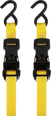 Stanley 1 in. x 10 ft. Light Cargo Hauling Ratchet Tie-Down Straps 2-PK, 1500 LB. Break Strength