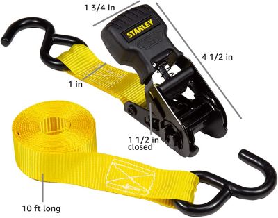 Image showing  1 in. x 10 ft. Light Cargo Hauling Ratchet Tie-Down Straps 2-PK, 1500 LB. Break Strength, S10002