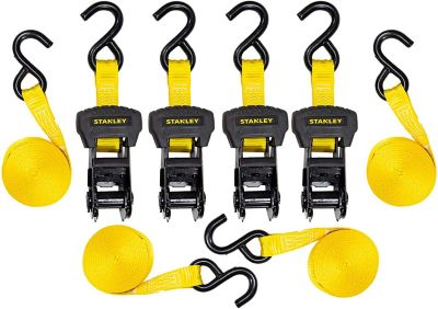 Stanley 1 in. x 14 ft. Medium Cargo Hauling Ratchet Tie-Down Straps 4-PK, 3000 LB. Break Strength, S1006