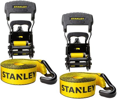 Stanley 1.5 in. x 16 ft. Heavy Cargo Hauling Ratchet Tie-Down Strap 2-PK, 3300 LB. Break Strength