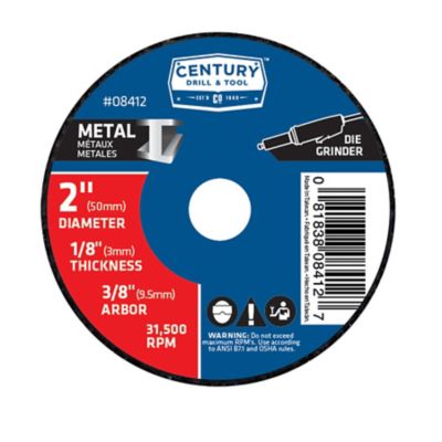 Century Drill & Tool 2 in. x 1/8 in. x 3/8 in. Type 1A Cutting Wheel
