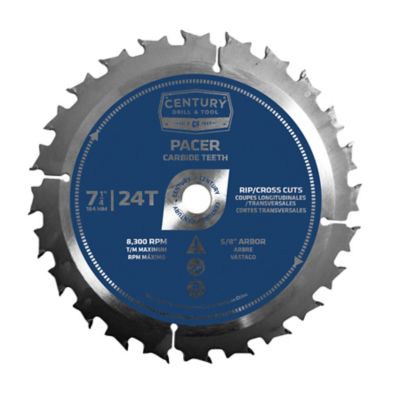 Century Drill & Tool 7-1/4 in. 24 Tooth Tungsten Carbide Circular Saw Blade