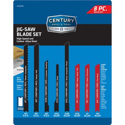 Century Drill & Tool Jig-Saw Blade 8Pc Set Alloy And Hss
