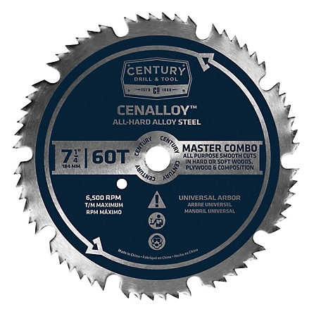 Century Drill & Tool 7-1/4 in. 60 Tooth Combination Circular Saw Blade