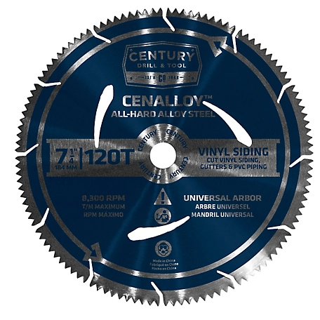 Century Drill & Tool 7-1/4 in. 120 Tooth Vinyl Siding Circular Saw Blade, 8240