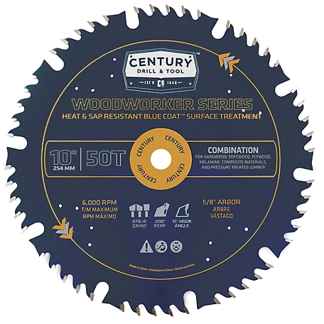 Century Drill & Tool 10 in. 50 Tooth Wood Working Cutting Saw Blade