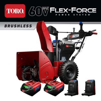 Toro 60-Volt Power Max E 26 in. 2-Stage Cordless Electric Snow Blower Triggerless Steering w/Two 7.5 Ah Batteries & Charger Clears snow, even heavy, wet snow, with ease