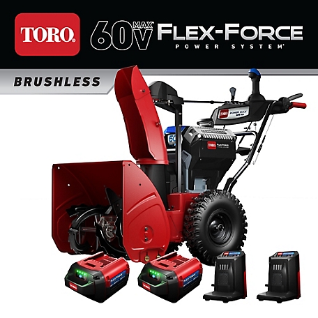 Toro 60-Volt Power Max E 26 in. 2-Stage Cordless Electric Snow Blower Triggerless Steering w/Two 7.5 Ah Batteries & Charger