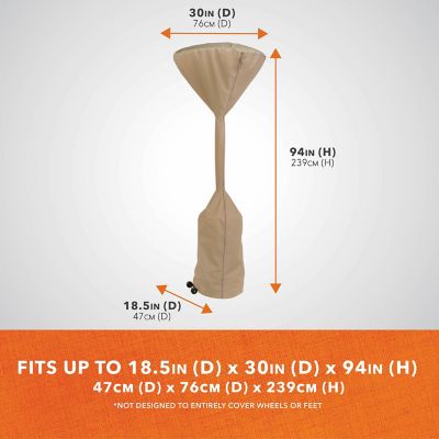 Image showing  Basics Stand-Up Patio Heater Cover, 30 in. Diameter (Top) x 18.5 in. Diameter (Bottom) x 94 in., Khaki
