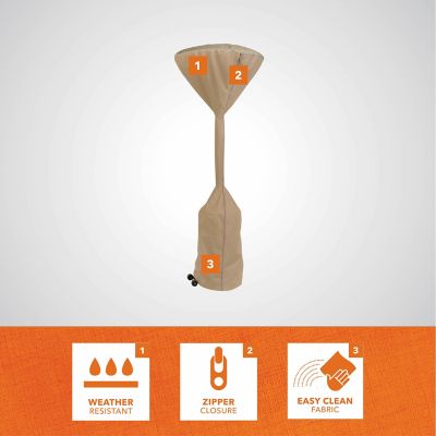 Image showing  Basics Stand-Up Patio Heater Cover, 30 in. Diameter (Top) x 18.5 in. Diameter (Bottom) x 94 in., Khaki