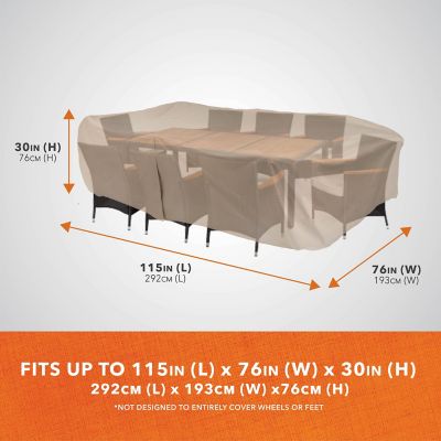 Image showing  Basics Rectangular/Oval Patio Table and Chair Set Cover, 115 in. x 76 in. x 30 in., Khaki, 8576A