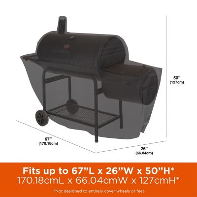 Image showing  Chalet Chimney Smoker Charcoal Grill Cover, 67 in.L x 26 in.W x 50 in.H, Black