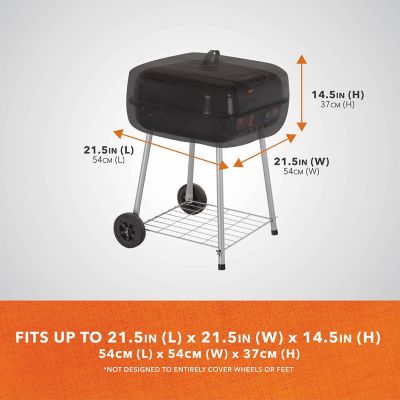 Image showing  Basics Walk-A-Bout Charcoal Grill Cover, 21.5"L x 21.5"W x 14.5"H, Black