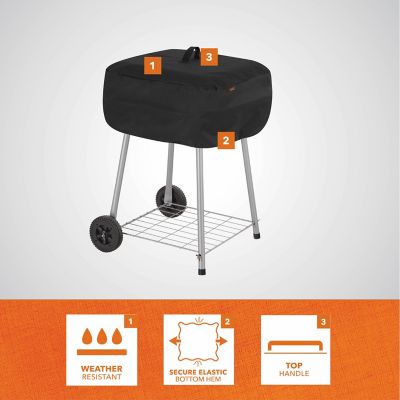Image showing  Basics Walk-A-Bout Charcoal Grill Cover, 21.5"L x 21.5"W x 14.5"H, Black