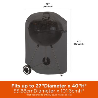 Image showing  Chalet Round Charcoal Grill Cover for Grills Up to 27 in. Diameter x 40 in. H, Black