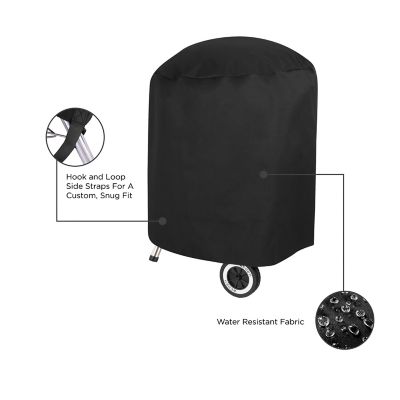 Image showing  Chalet Round Charcoal Grill Cover for Grills Up to 27 in. Diameter x 40 in. H, Black