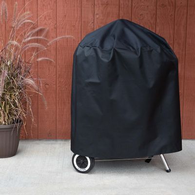 Image showing  Chalet Round Charcoal Grill Cover for Grills Up to 27 in. Diameter x 40 in. H, Black
