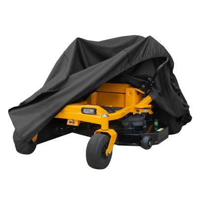 Image showing 5 th Modern Leisure Chalet Zero-Turn and Riding Lawn Mower Cover, Fits Decks up to 62 in., 82 in. x 50 in. x 47 in., Black
