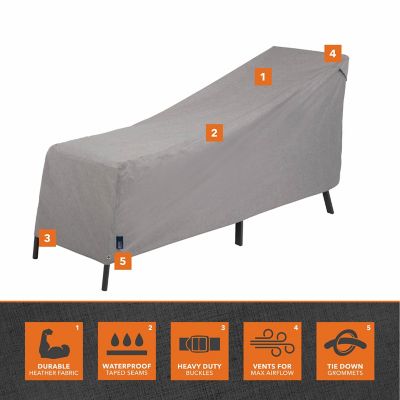 Image showing  Garrison Patio Chaise Lounge Cover, Waterproof, 65 in.L x 28 in.W x 29 in.H, Granite, 3006