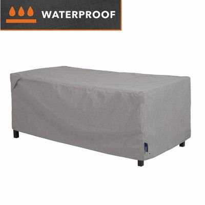 Modern Leisure Garrison Patio Ottoman/Coffee Table/Fire Pit Cover, Waterproof, 48 in.L x 25 in.W x 18 in.H, Granite, 3002