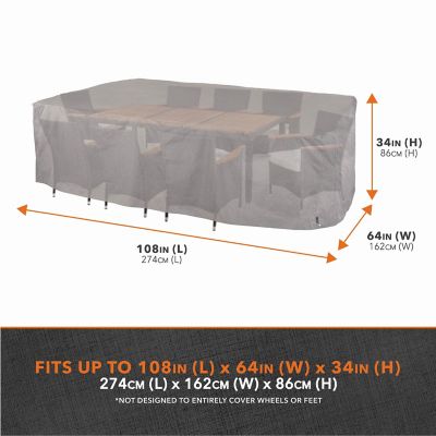 Image showing  Garrison Rect/Oval Patio Table & Chair Set Cover, Waterproof, 108 in.L x 64 in.W x 34 in.H, Granite