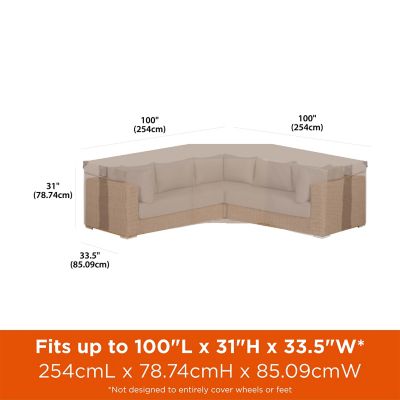 Image showing  Monterey Patio Sectional Lounge Set Cover, V-Shaped, 100 in.L x 33.5 in.W x 31 in.H, Beige, 3031