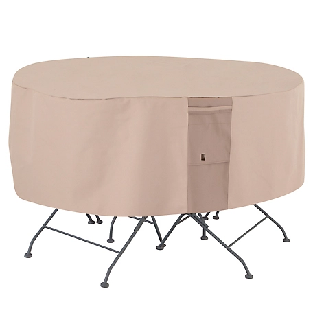 Modern Leisure Monterey Round Patio Table and Chair Set Cover, 94 in. Diameter x 23 in., Beige