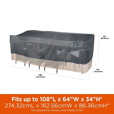 Image showing  Renaissance Rect/Oval Patio Table & Chair Set Cover, 108 in. x 64 in. x 34 in., Gray
