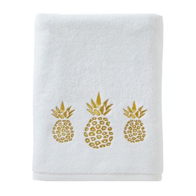 SKL Home Gilded Pineapple Bath Towel, White
