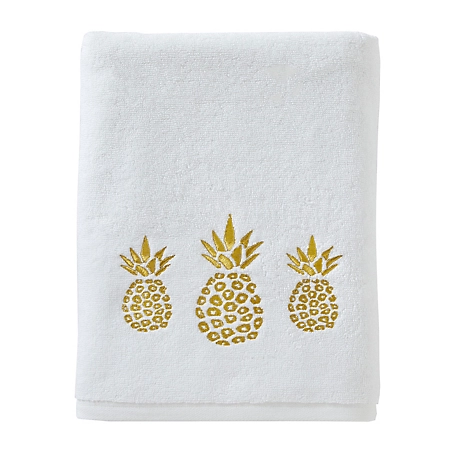 SKL Home Gilded Pineapple White Bath Towel