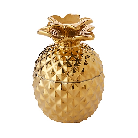 SKL Home Gilded Pineapple Gold Cotton Jar