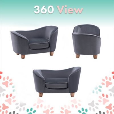 Image showing  28 in. Elegant Faux-Velvet Oval Pet Bed for Small-Sized Dogs and Cats