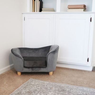 Image showing  28 in. Elegant Faux-Velvet Oval Pet Bed for Small-Sized Dogs and Cats