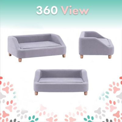 Image showing  Microfiber Rectangle Pet Bed for Medium-Sized Dogs, 36 in., Gray