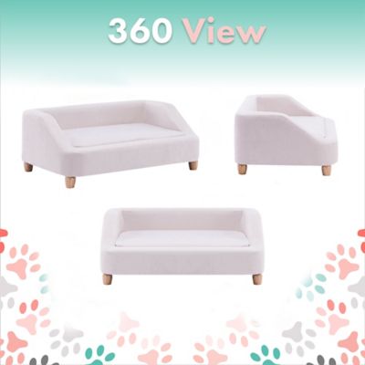 Image showing  36 in. Microfiber Rectangle Pet Bed for Medium-Sized Dogs, White