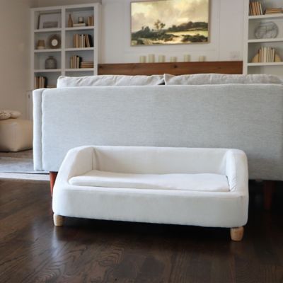 Image showing  36 in. Microfiber Rectangle Pet Bed for Medium-Sized Dogs, White