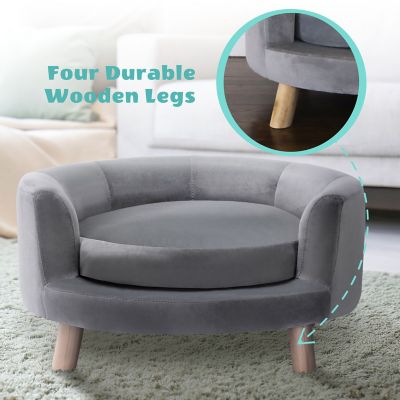 Image showing  28 in. Elegant Faux-Velvet Circular Pet Bed for Small- to Medium-Sized Dogs and Cats